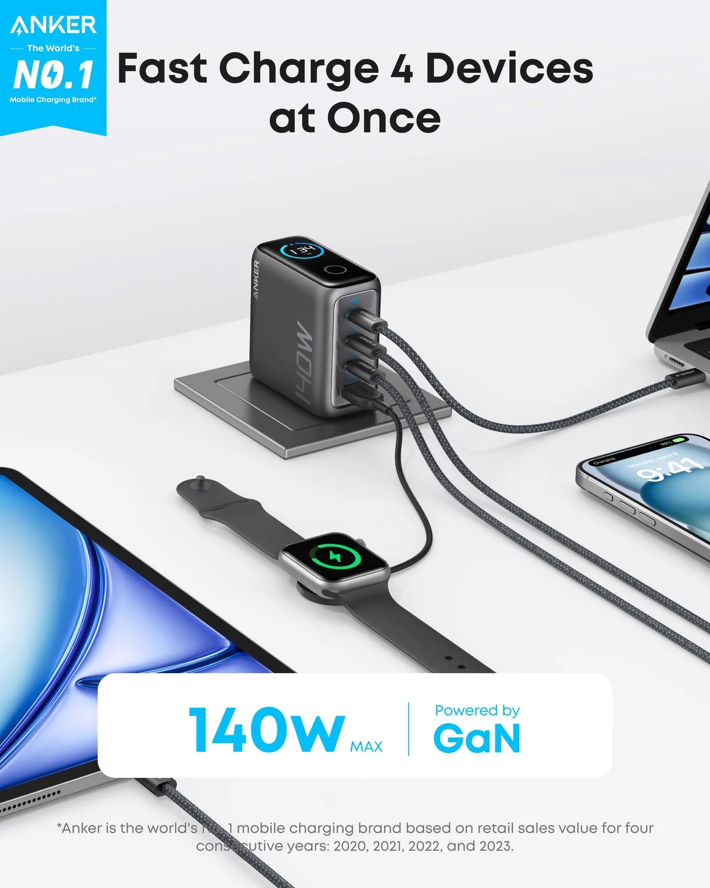 Chargeur Anker Zolo (140 W, 4 ports, PD 3.1